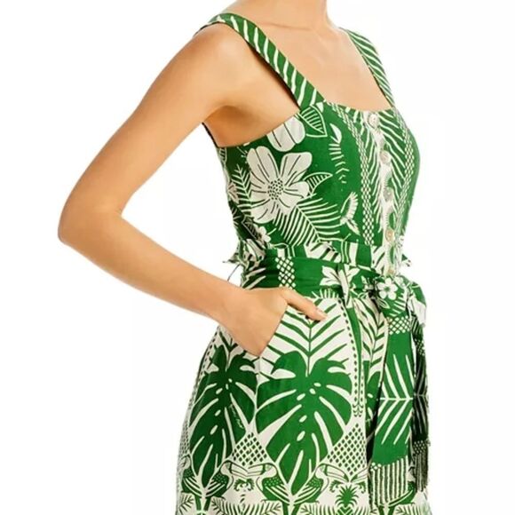 FARM Rio Green and White Tropical LE Jumpsuit - Picture 3 of 7
